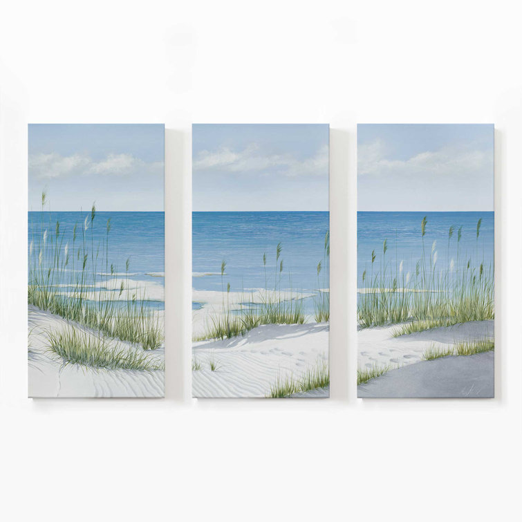 Frametolia Sandy Whispers 3 Panel Split Large Canvas Print Wayfair